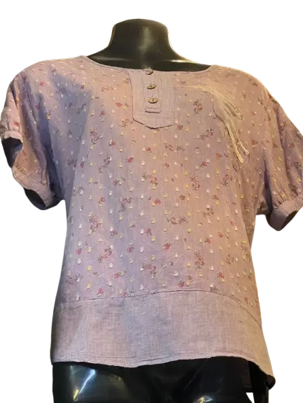 Light Purple Short-Sleeve Floral Top