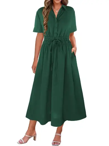 飄逸的中長襯衫式連衣裙