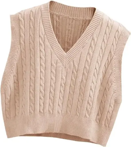 V 領羅紋針織上衣